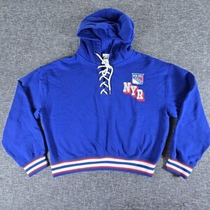 Wear By Erin Andrews NHL New York Rangers Cropped Hoodie Size Large Blue